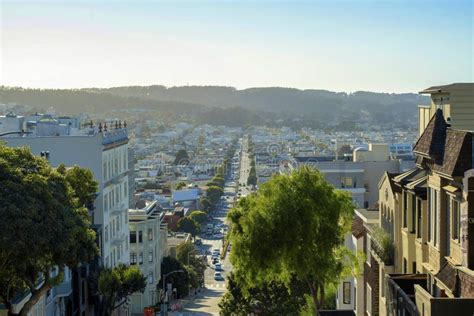 View From Top Of Hill In Historic Districts Of Downtown San Francisco
