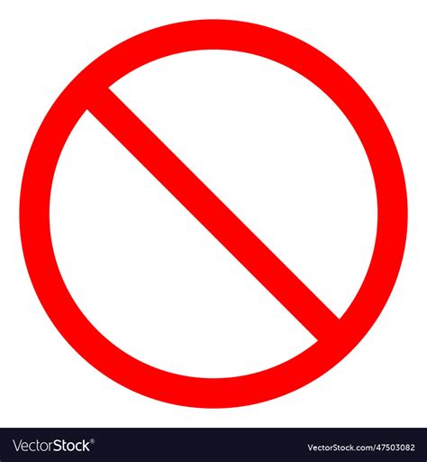 No Sign Empty Red Crossed Out Circlenot Allowed Vector Image