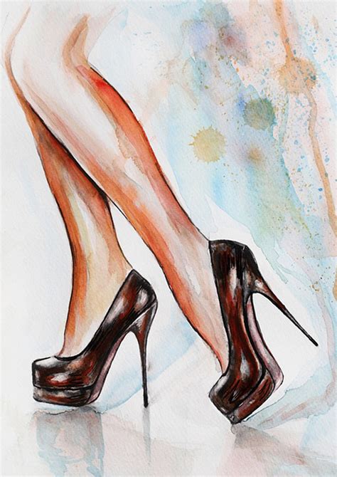 Pretty Watercolour Style Legs And Heels Sketch Modern Wall Art Etsy