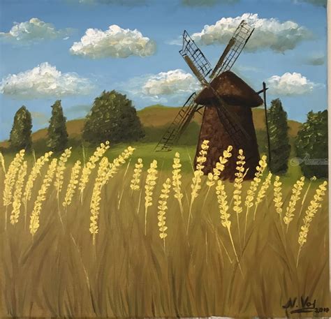 Windmill In Holland Paintings By Nadia Voro