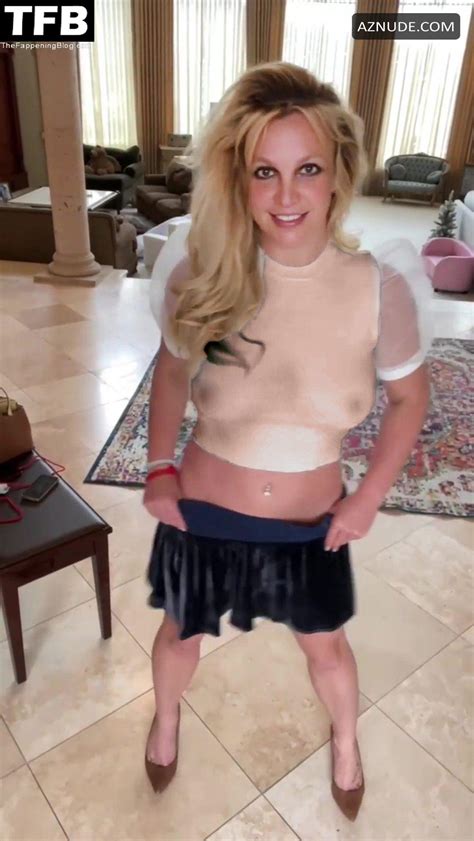 Britney Spears Sexy Poses Braless Flaunting Her Tits In A See Through