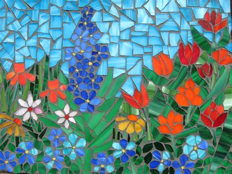 Mosaic Panel Spring Flowers 17000 Via Etsy Mosaic Artwork