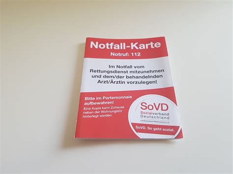Die notfallkarte mit dem kostenlosen online notfallpass zugang, ist dein unscheinbarer lebensretter: Notfallkarten kostenlos beim SoVD-Braunschweig erhältlich ...