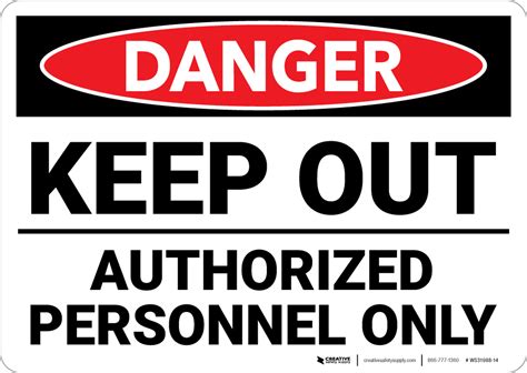 Danger Keep Out Authorized Personnel Only Landscape Wall Sign