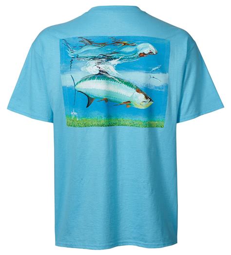 Guy Harvey Cotton Tarpon Reflections Short Sleeve T Shirt In Blue For