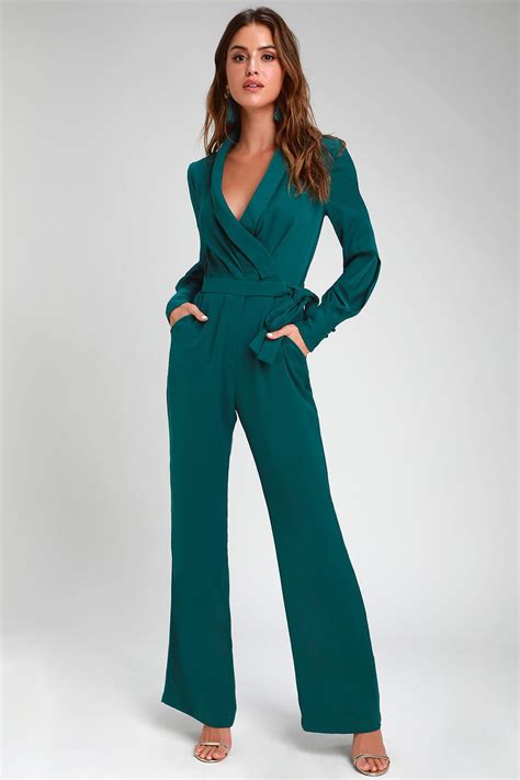 charis forest green long sleeve jumpsuit jumpsuit fashion green jumpsuit outfit jumpsuit dressy