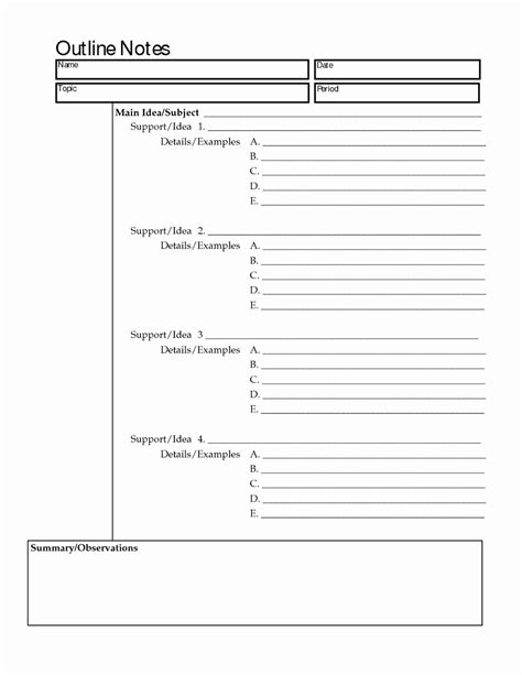 Note Taking Template Word Inspirational Best S Of Outline Notes With Regard To Note Taking
