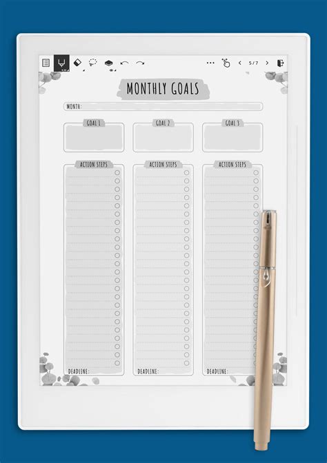 Download Printable Monthly Goals With Action Steps Floral Style Pdf