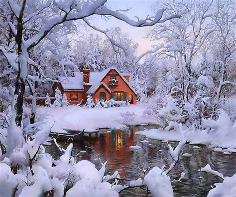 Winter Scene With Log Cabin Winter House Winter Scenes Winter Wonder