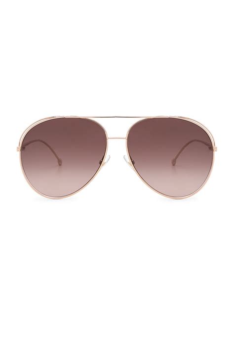 Fendi Aviator Sunglasses In Gold And Brown Fwrd