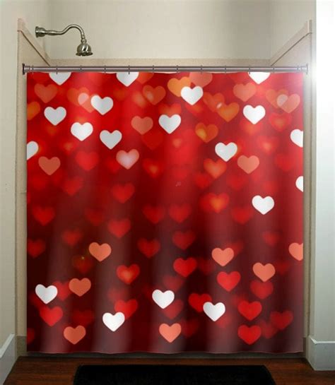 Valentines Day Romantic Love Hearts Red Shower Curtain