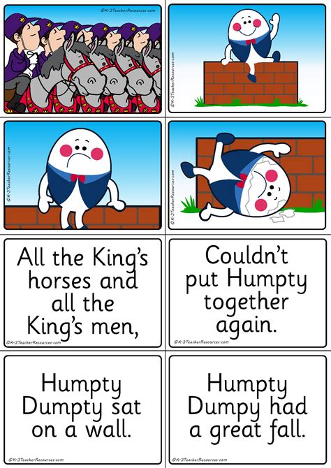 13 Nursery Rhymes Words And Pictures K 3 Teacher Resources Humpty