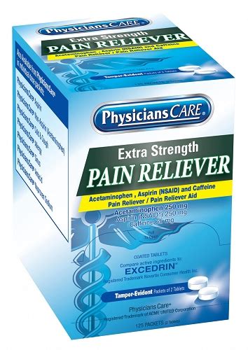 Back Pain Reliever Tablets 250 Tablets Per Dispenser Box I4037 Made