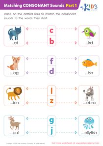 matching consonant sounds part  worksheet  printable  children