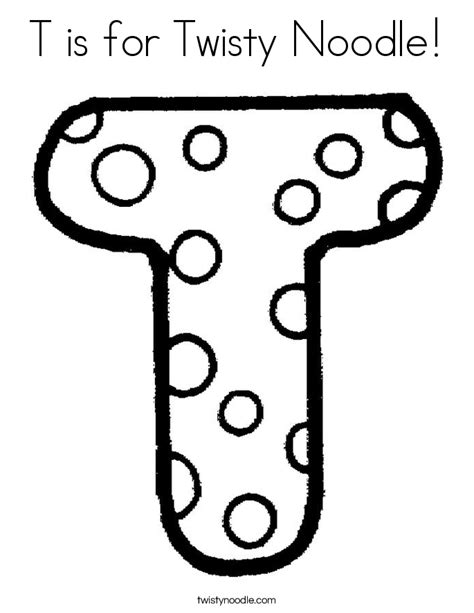 T Is For Twisty Noodle Coloring Page Twisty Noodle