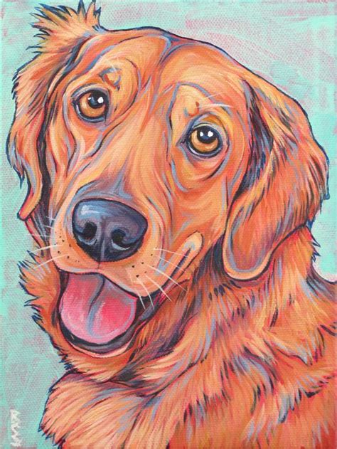 Jack The Golden Retriever Portrait Painting In Acrylic On Canvas From