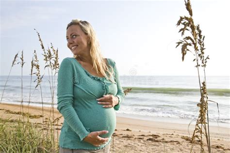 Pregnant Nude Woman Standing On Beach Stock Photo Image Of Outdoors