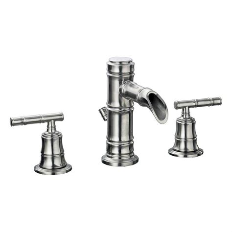 Glacier Bay Bamboo In Widespread Handle Low Arc Bathroom Faucet In