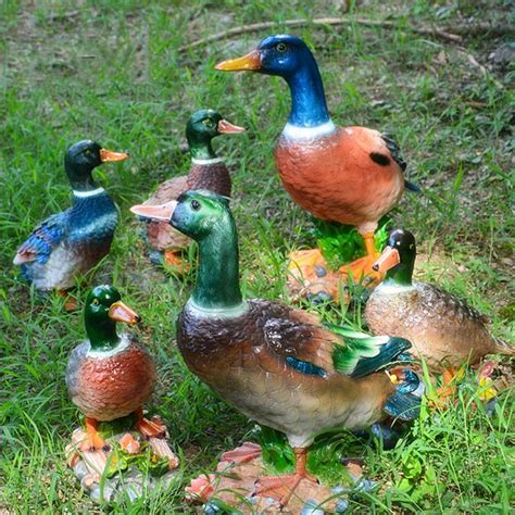 Realistic Garden Mallard Duck Statue Adornment Resin Artware Yard Park