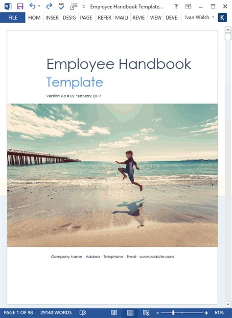Employee Handbook Template My Software Templates
