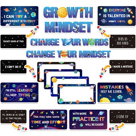 Buy Pasimy Pieces Growth Mindset Classroom Decorations Space Themed Inspirational Bulletin