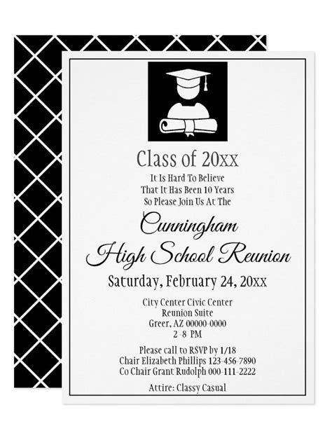 Minimalist Black White High School Class Reunion Invitation Zazzle