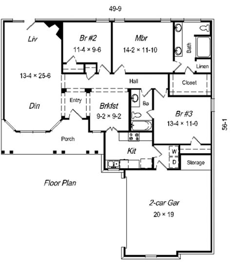 Traditional Style House Plan 3 Beds 2 Baths 1500 Sqft Plan 329 187