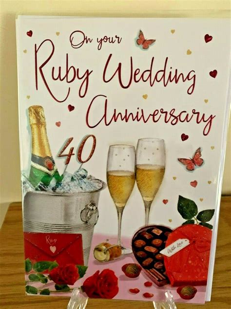 Ruby 40th Wedding Anniversary Card Celebration Red Foil Premium