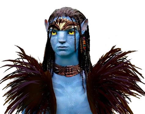 A Man With Blue Skin And Yellow Eyes Is Dressed As Avatar From The Film