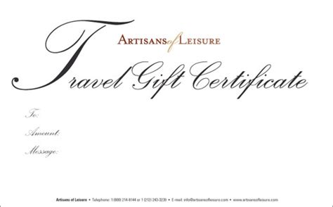 Travel gift certificate printable, gift of travel certificate, anniversary wedding gift idea, birthday gift coupon card, instant download this printable gift certificate is great for special occasions. Luxury travel gift certificates - Artisans of Leisure ...