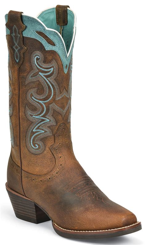 Justin Womens Sevana Tan Cowgirl Boots Square Toe Sheplers