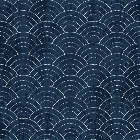 Navy Sashiko Waves Pattern Art Print By Mydream X Small Sashiko