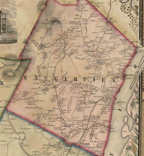 Old Wall Map Reprint With Homeowner Names Genealogy Ulster County New