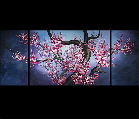 248 Japanese Cherry Blossom Painting Abstract Art Canvas Wall Art