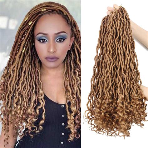 Buy Goddess Locs Crochet Hair 18 Inch 3 Packs Wavy Curly Ends Goddess Faux Locs Crochet Hair For