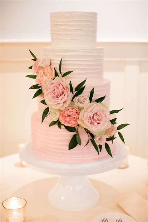 Ombre Pink Wedding Cake With Cascading Flowers Wedding Cake Prices