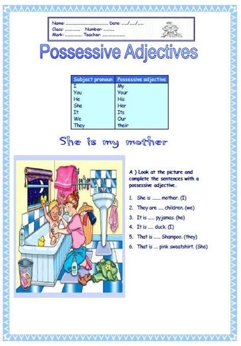 Possessive Adjectives Elementary Worksheet Ii