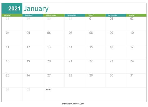 The quarterly planner can be customized with our online calendar creation tool. January 2021 Calendar Templates