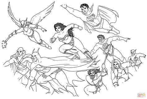 Justice League Poster Style Coloring Page Free Printable Coloring Pages