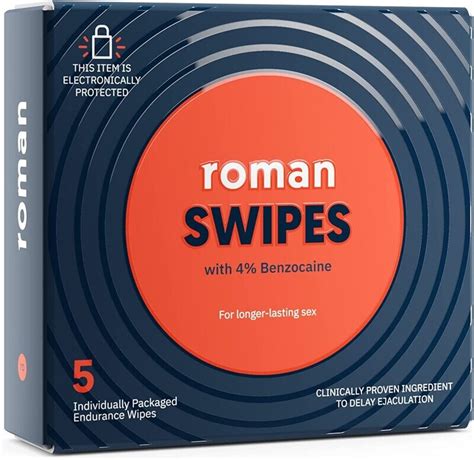 Roman Swipes Fast Acting Convenient Over The Counter Wipes Increase Stamina Formulated With