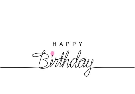 Happy Birthday Lettering Continuous Line Drawing Banner Poster