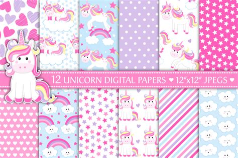 Unicorn Digital Papers Cute Unicorn Patterns 110522 Illustrations