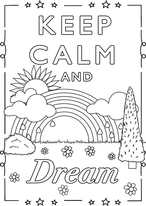 Keep Calm And Dream Calm And Adult Coloring Page Coloring Home