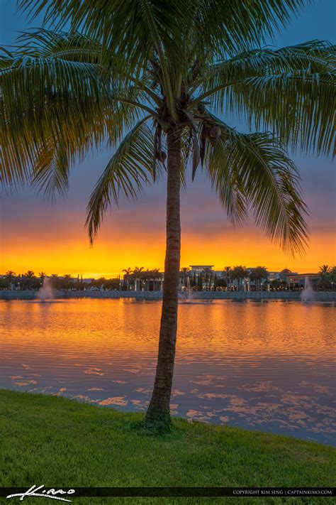 Sunset at the Lake Palm Beach Gardens Downtown | HDR Photography by