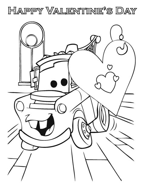 These disney cars coloring pages and activities are the perfect fun way for your lightning mcqueen fans to celebrate the new movie, cars 3!. Cars Happy Valentines Day Coloring Page | Valentine ...