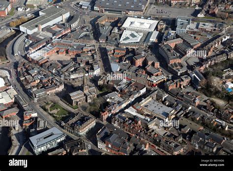 Aerial View Of Rotherham Town Centre South Yorkshire Uk Stock Photo