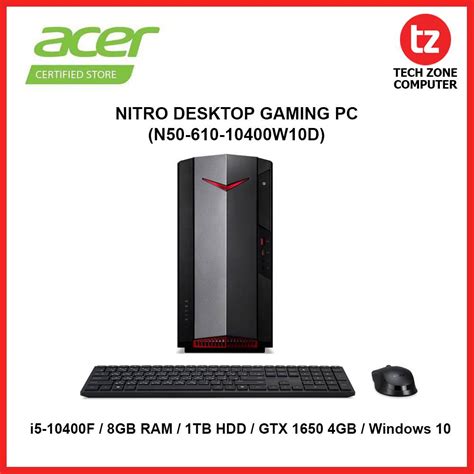 Acer Nitro N50 610 10400w10d I5 10400f8gb1tb Hddgtx1650 4gbw10