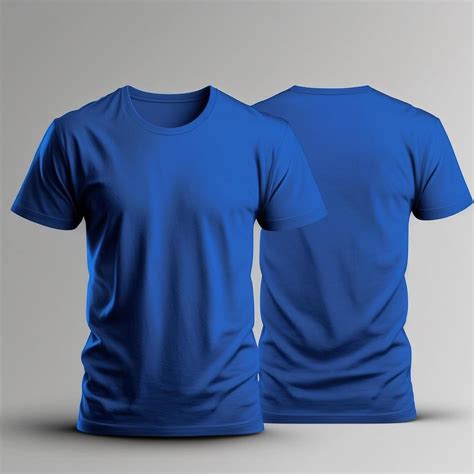 Mockup Of A Blank Royal Blue Tshirt Front And Back Isolated On White