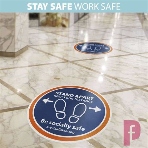 social distancing floor laminated shop floor stickers decals 20cm sd3 packs business and industrie