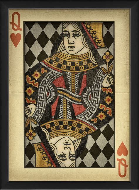 The Artwork Factory Queen Of Hearts Harlequin Playing Card Framed